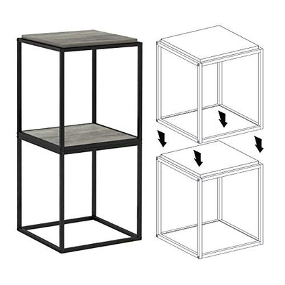 Furinno Moretti Cube Modern Stackable End Table Shelf, French Oak Grey - color: French Oak Grey, size: Stackable Cube