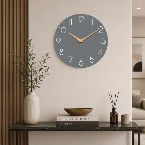 cicininc 10 Inch Battery Operated Wall Clock, Silent Analog, Gray | Living Room | Kitchen | Office | Bathroom | Modern Style | Easy-to-read Numbers - color: A_gray, size: 10"