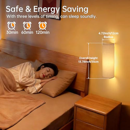 Shenmoyl Adhesive Battery Operated Wall Sconce Set of 2, 6000 mAh Battery Rechargeable Bulb with 12 RGB Colors, Stick on Wall Sconce No Drill Wall Lights, Linen - color: Semicylinder