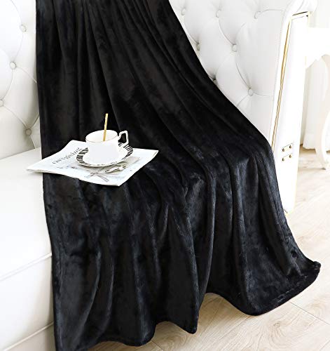 TASTHROW Large Flannel Fleece Throw Blanket, 50×70 Inch - Black | Cozy Lightweight Thick Blanket - All Seasons Suitable for Women, Men and Kids - color: Black, size: 50"x70"
