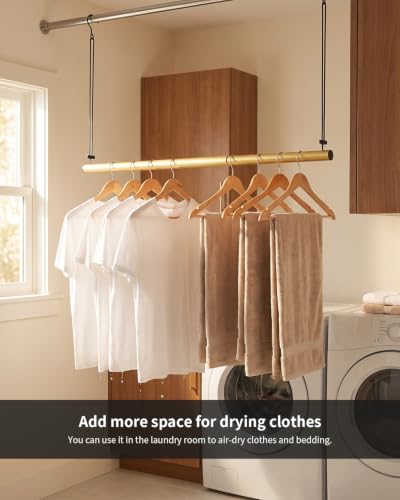 BaiNong Adjustable Closet Hanging Rod 17-30" Gold Closet Rod Extender 4Pack | Heavy Duty Double Hanging Closet Rod, Walk-in Closets, and Clothes Rack to Maximize Storage Space - color: Gold