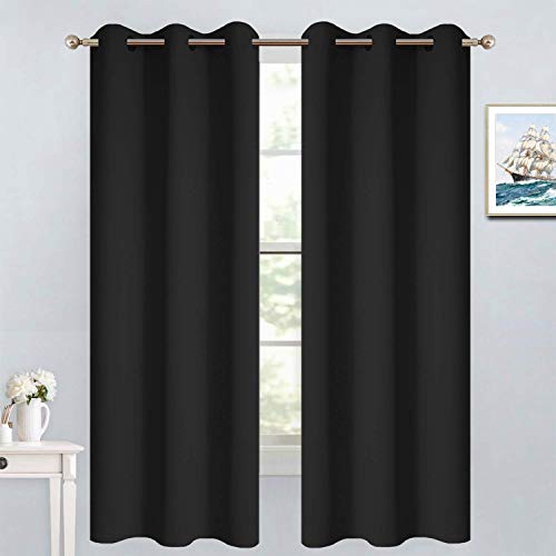 Yakamok Blackout Curtains 38x63 inch Black Thermal Drapes-Bedroom | 2 panels,room darkening,thermal insulated,noise reducing,privacy protection,grommet window treatment,living room study dining - color: Black, size: 38"W x 63"L (Pack of 2)