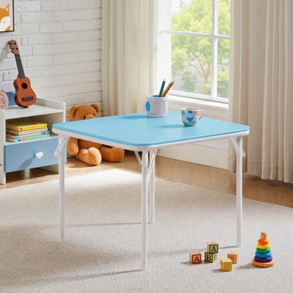 VECELO 24'' Kids Folding Activity Card Table, with Ultra Soft Padded Tabletop, 1 Piece, Blue & White - color: Blue and White