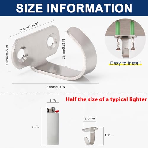 NearMoon Stainless Steel Screw Mounted Ceiling Hooks, Under-Shelf Towel/Robe Clothes Hook Heavy Duty Coat Hanger for Bathroom Kitchen Cabinet Garage, 10 Pack (Brushed Nickel) - color: Brushed Nickel