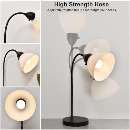 RISLG LED Desk Lamp for Home Office, 3 Levels Dimmable Reading Light, Flexible Table Lamp for Bedside Office, Rotary Switch Control, Desk Lamp for College Dorm Study Lamp, Bulb Included, Black