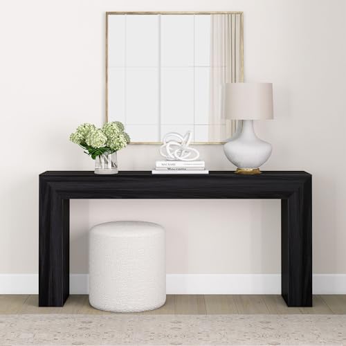 Plank+Beam Grand Console Table, 66 Inch, Black Wirebrush | Perfectly Balanced Design, Non-Toxic Finishes, Hassle-Free Setup, Easy Assembly, Solid Wood - color: Black Wirebrush, size: 66 Inch without Shelf