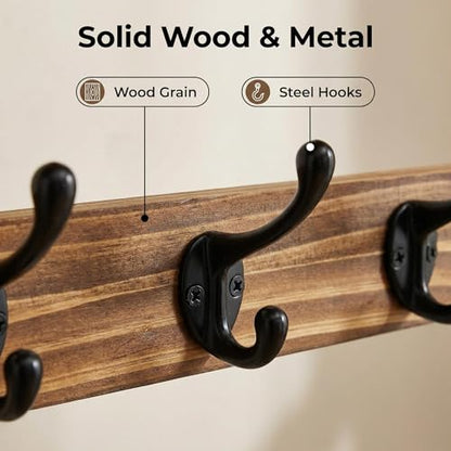 29" Coat Rack Wall Mount with Shelf, 4 in 1 Wall Mounted Coat and Key Hanger with 11 Hooks, Entryway Key Holder with Mail Holder for Living Room, Bedroom - size: 7 Hooks with shelf