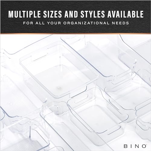 BINO | Plastic Organizer Bins, Small - 4 Pack | The SOHO Collection | Multi-Use Plastic Bin | Pantry & Freezer Organizer Bin | Storage Containers | Bins for Home & Kitchen Org - size: Small