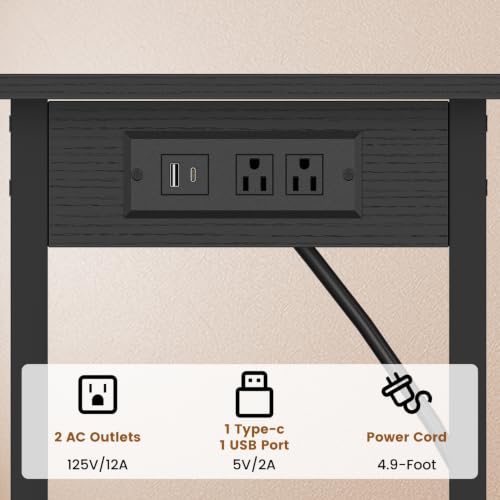Asgolion Tall End Table with Charging Station, Tall Nightstand with Storage | 30 Inch Tall Side Table, Accent Table Stand, Small Entryway Table, Bedroom Tall Nightstand, Living Room, Office, Black - color: Black, size: 30"H