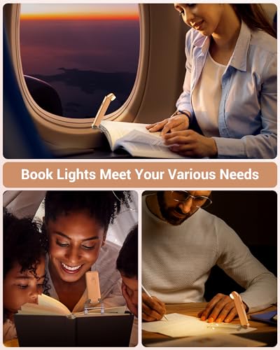 DEWENWILS Rechargeable LED Clip on Book Light for Reading in Bed Mocha | Warm White, Brightness Adjustable, Flexible Lighting Angle, Compact & Lightweight for Bookworms, Kids, Adults - color: Mocha Mousse