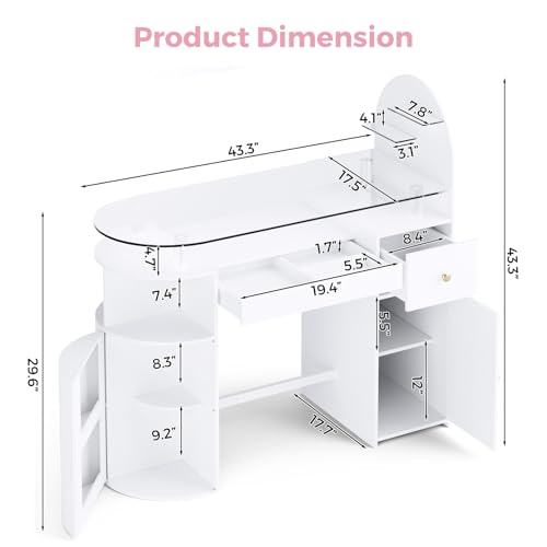 Manicure Table Nail Station with Tempered Glass Top, Professional Nail Tech Desk with Storage Cabinet & Drawer, Acetone Resistant, for Nail Beauty Salon Workstation(White) - color: White, size: no dust collector