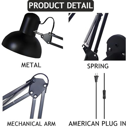 Black Industrial Swing Arm Wall Light Nordic Adjustable Long Arm Wall Sconces Lamp Metal Double-arms Folding Architect Work Wall Mount Lighting for Bedroom Reading Living Room
