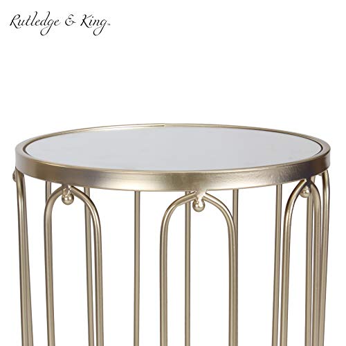 Rutledge & King Braswell End Table Set - Gold, Round, Nesting, Mirrored Tops | Living Room & Bedroom - color: Braswell - Gold