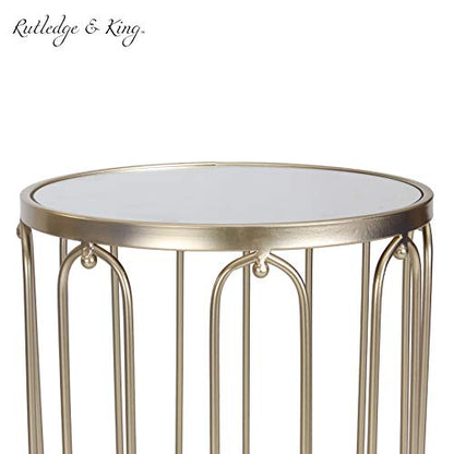 Rutledge & King Braswell End Table Set - Gold, Round, Nesting, Mirrored Tops | Living Room & Bedroom - color: Braswell - Gold