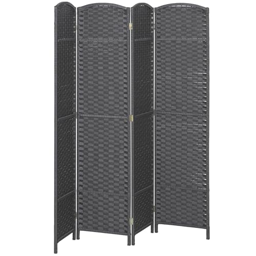 HOMCOM Room Divider 4 Panel Folding Privacy Screen 5.6' Tall Beige | Freestanding Partition, Home Office, Bedroom - color: Charcoal Gray, size: 4 Panel
