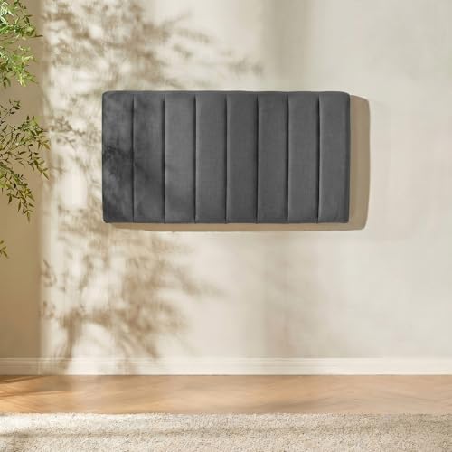 Nestl Upholstered Twin Headboard - Easy Assemble Channel Stitched Headboard Twin Size - Wall Mounted Headboards with 3D Soundproof Wall Panels Peel & Stick Floating Headboards, Grey - color: 05-grey, size: Twin