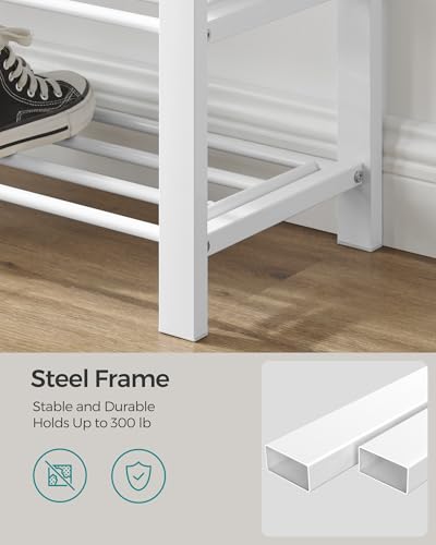 SONGMICS Shoe Bench, Storage Bench, Entryway Bench with Cushion | Shoe Shelf with Seat, Space-Saving, Modern Style, 31.9"W, Dark Gray and Cloud White ULBS057W01 - color: Dark Gray + Cloud White, size: 31.9"W