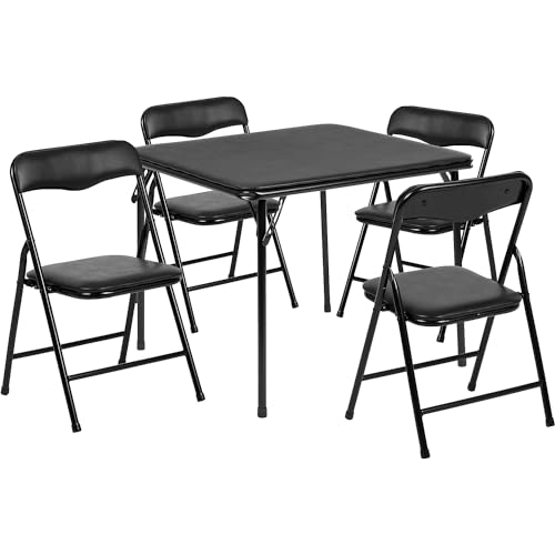 Flash Furniture Mindy Kids 5-Piece Folding Table and Chairs Set for Daycare and Classrooms, Children's Activity Table and Chairs Set, Black - color: Black, size: 5 Piece Set