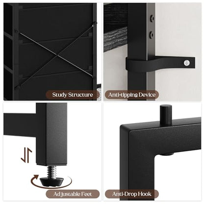 Yoobure Black Dresser with Hanging Rack - Small Closet with 4 Fabric Storage Drawers, 44" H Dresser with Clothes Rack, Chest of Drawer, Kids Dressers for Bedroom, Dorm, Living Room, Sturdy Frame - color: Black