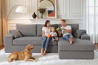 101'' Modular Sectional Sofa, Cloud Sectional Couches for Living Room, Comfy Boneless Couch with Deep Seat, Modern L-Shape Sofa with Chaise, No Assembly Required (Grey, Right Facing Chaise) - color: Velvet Grey, size: 101''Right Facing