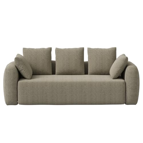 Curved Modern Couch Sofa,Boneless Couch,Modern 3 Seater Cloud Couch,Deep Seat - color: Light Brown, size: 101''