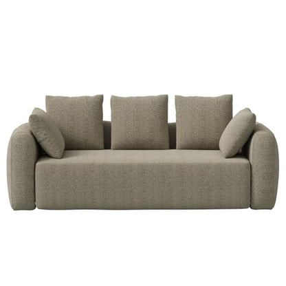 Curved Modern Couch Sofa,Boneless Couch,Modern 3 Seater Cloud Couch,Deep Seat - color: Light Brown, size: 101''