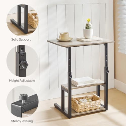 HOOBRO C Shaped End Table, 3-Tier Adjustable Height End Table | Couch Sofa Table, 20.5" Large Surface Side Table with Storage Shelves, Laptop Desk, Small Spaces, Living Room, Home Office