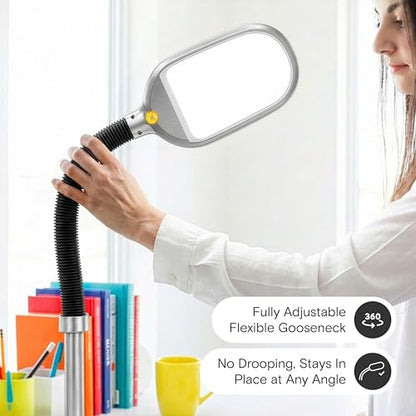 Brightech Litespan Titanium Silver LED Floor Reading Lamp, Energy Efficient, Adjustable Standing, 850-950 Lumens, 12W, 3-Year Warranty - color: Titanium Silver