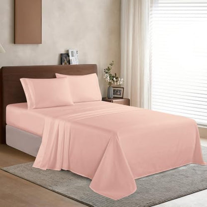 Elegant Comfort Luxury 1500 Premium Hotel Quality Microfiber 4-Piece Sheet Set - Wrinkle Resistant, All Around Elastic Fitted Sheet, Deep Pocket up to 16", Queen, Blush - color: Blush, size: Queen