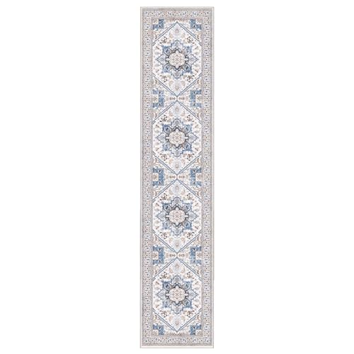 OPPODREAM Soft Area Rugs 2x10, Persian-Inspired Washable Rug, Cream White & Blue - color: Cream White & Blue, size: 2' x 10' (Runner)