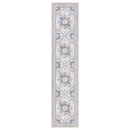 OPPODREAM Soft Area Rugs 2x10, Persian-Inspired Washable Rug, Cream White & Blue - color: Cream White & Blue, size: 2' x 10' (Runner)