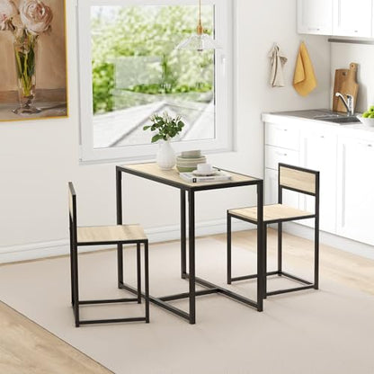 HOMCOM Small Dining Table Set for 2 Compact for Small Spaces, Oak | Kitchen Table and Chairs Set, Compact Dining Sets, Breakfast Nook - color: Oak