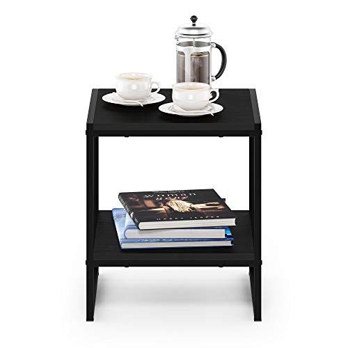 FURINNO Camnus Modern Living 2-Tier End Table, Americano, 15.9 in x 15.75 in x 18 in - color: Americano, size: 2-Tier, 15.9" Square