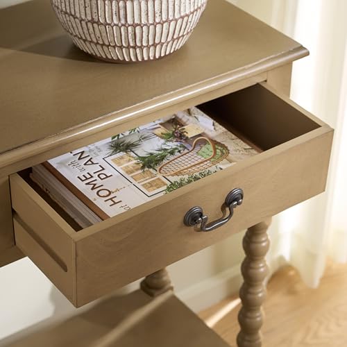 SAFAVIEH Furniture - Athena 2-Drawer Console Table - Desert Brown - Solid Wood - Farmhouse Classic Design - Ideal for Entryway, Living Room, Hallway, 35.5" W x 13" D x 29.5" H (CNS5702F) - color: Desert Brown