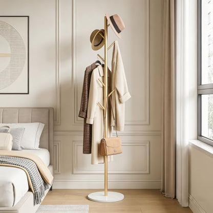 Gold Coat Rack Freestanding, 67" Metal Tree Coat Stand, Sturdy Entryway Hall Tree for Coats, Hats, Bags, Bedroom Office - color: A4