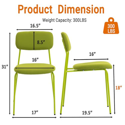 Sidanli Stackable Waiting Room Chairs, Armless Dining Chairs Without Wheels Set of 4 with Comfotable Cushion for Reception Break Room Lobby, Green - color: Green