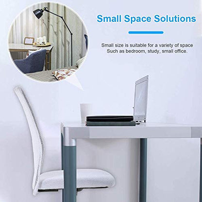 HGS Modern Armless Mesh Task Chair, Ergonomic Computer Chair, Mid-Back Rolling Swivel Chair with Lumbar Support, Height Adjustable, White - color: White
