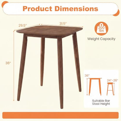 Giantex Counter Height Dining Table for 2, Solid Rubber Wood Frame