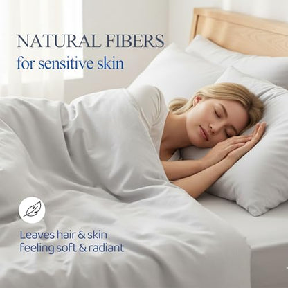 3 Piece Full Size Duvet Cover Set, 1 Bamboo Comforter Cover 82"x90" with 2 Pillow Shams 20"x26", Moisture-Wicking Silky Soft Texture, Breathable Soft Comfy White - color: White, size: Full