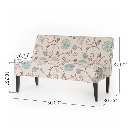 50" Small Loveseat Sofa, Comfy Mini Fabric Sofa Couch for Small Spaces, 2 Seater Armless Sofa with Solid Wood Legs for Living Room, Dorm, Office, Bedroom (White+Blue) - color: White+blue