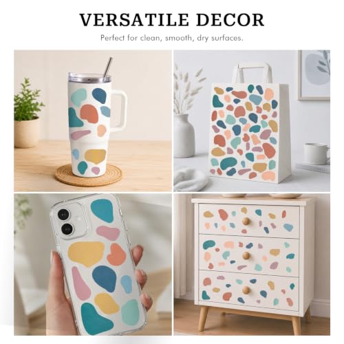 720 Pcs Boho Terrazzo Stickers | Irregular Polka Dot Peel-and-Stick Vinyl Decals for Walls & Other Smooth Surfaces - style: Terrazzo