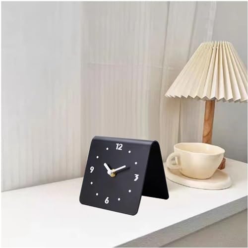 Desk Clock, Shelf Clock, One Piece Table Clocks, Silent Battery Operated, Modern Minimalist Style Decoration, Operated for Living Room Bedroom Home Decor (Black) - color: Black