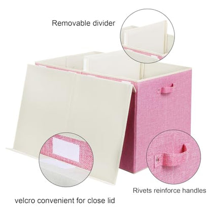 122L Large Toy Box Chest Storage with Lid, Collapsible Kids Toy Storage | Toy Chest with with Removable Divider for Kids, Boys, Girls, Nursery, Living Room, Bedroom, 26"x17" x17" (Linen Pink) - color: Extra Large Pink