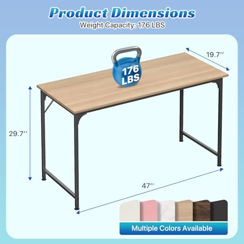47 inch Computer Desk Modern Writing Desk, Simple Study Table, Industrial Office Desk, Sturdy Laptop Table for Home Office, Nature - color: Nature, size: 47 inch