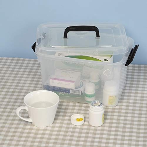 5 Liter Clear Storage Box, 4-Pack Plastic Latching Box with Lid | BPA-Free Plastic, Small Storage Bins, Plastic Storage Container, Dust-Proof Clear Design for Small Items - size: 5 L