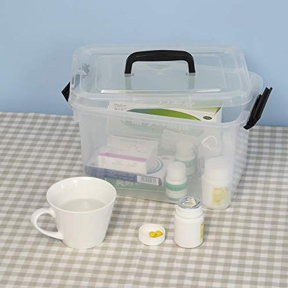 5 Liter Clear Storage Box, 4-Pack Plastic Latching Box with Lid | BPA-Free Plastic, Small Storage Bins, Plastic Storage Container, Dust-Proof Clear Design for Small Items - size: 5 L