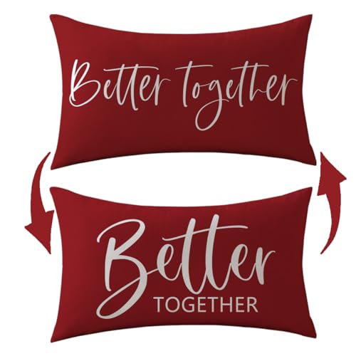 ULOVE LOVE YOURSELF Better Together Lumbar Throw Pillow Cover Romantic Couple Reversible Decorative Pillowcase12''x20'' Double-Sided Print Cushion Cover for Bed/Sofa (Red) - color: Red