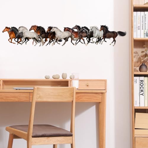 Removable Running Horse Wall Decal 48" × 9" Vinyl Horse Wall Art Stickers for Living Room Bedroom Classroom Office Decor - style: Horse