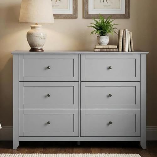 IDEALHOUSE 6 Chest of Drawers for Bedroom, Modern Grey Drawer Dresser | Simply 6 Drawer Dresser for Hallway Entryway, 15.8"D x 41.7"W x 31.5"H, Lacquered Storage Organizer for Living Room - color: Grey, size: 15.8"D x 41.9"W x 31.5"H (6 Drawers)