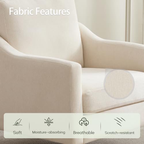 VKNOW Accent Chairs Set of 2, Modern Upholstered Armchairs, Beige | Reading Chairs with Wood Legs, Single Sofa Reading Seat, Flexible Cushion, No Tool Assembly, For Living Room, Bedroom - color: Beige